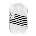 White And Black American Flag Print Mesh Laundry Hamper