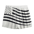 White And Black American Flag Print Mesh Shorts