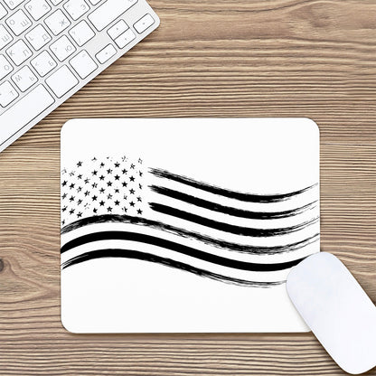 White And Black American Flag Print Mouse Pad