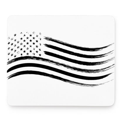 White And Black American Flag Print Mouse Pad