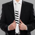 White And Black American Flag Print Necktie