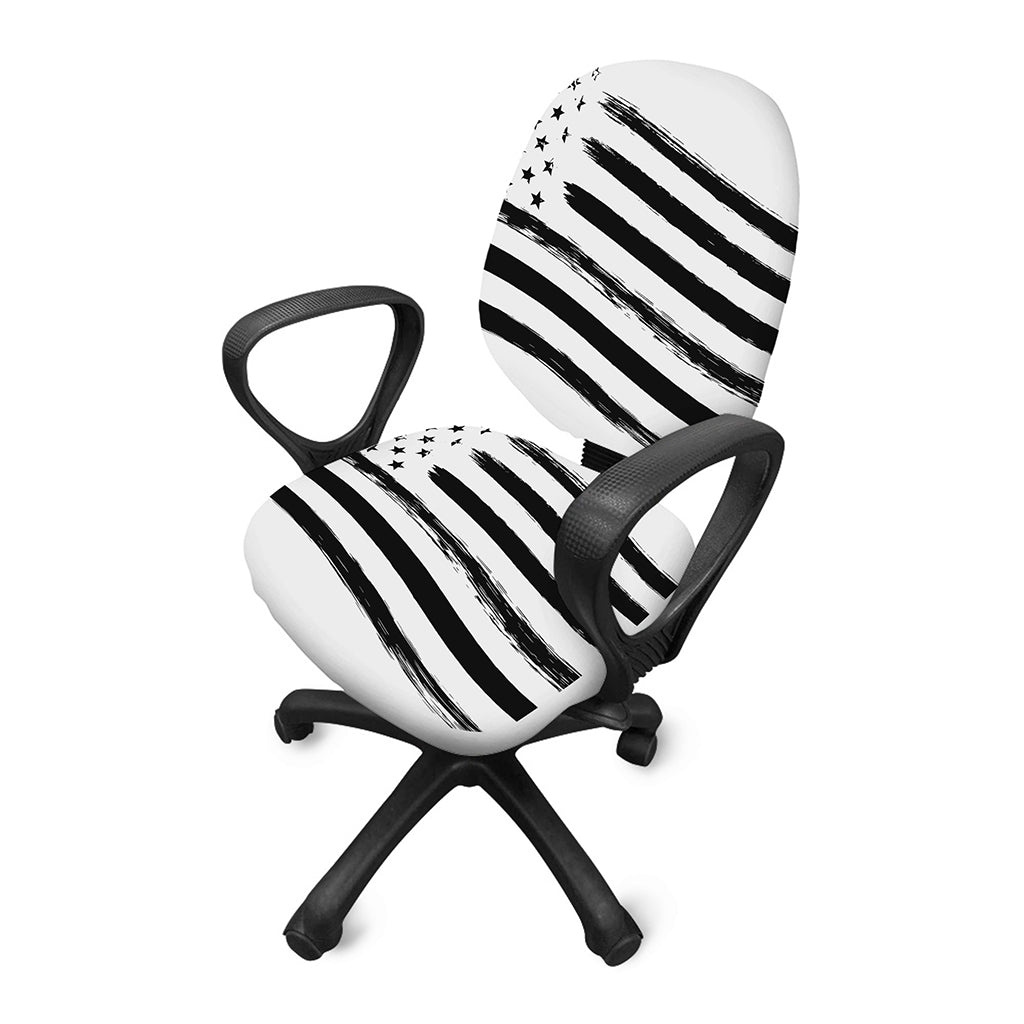 White And Black American Flag Print Office Chair Cover