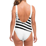 White And Black American Flag Print One Piece Swimsuit