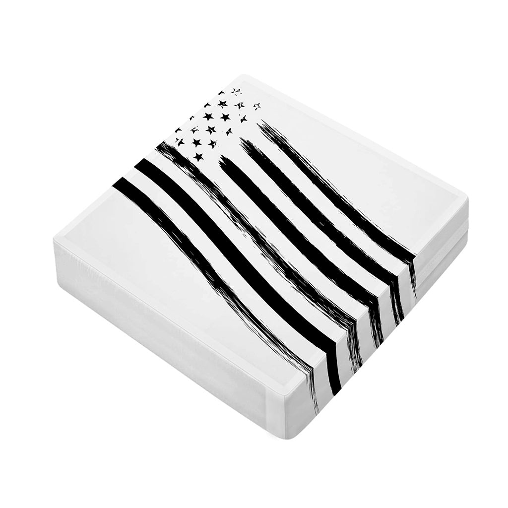 White And Black American Flag Print Outdoor Seat Cushion Cover