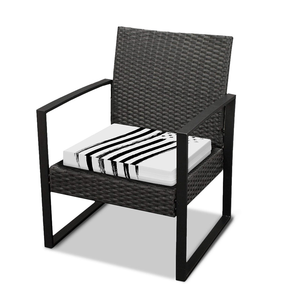 White And Black American Flag Print Outdoor Seat Cushion Cover
