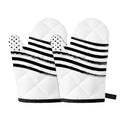 White And Black American Flag Print Oven Mitts