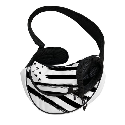 White And Black American Flag Print Pet Sling Carrier