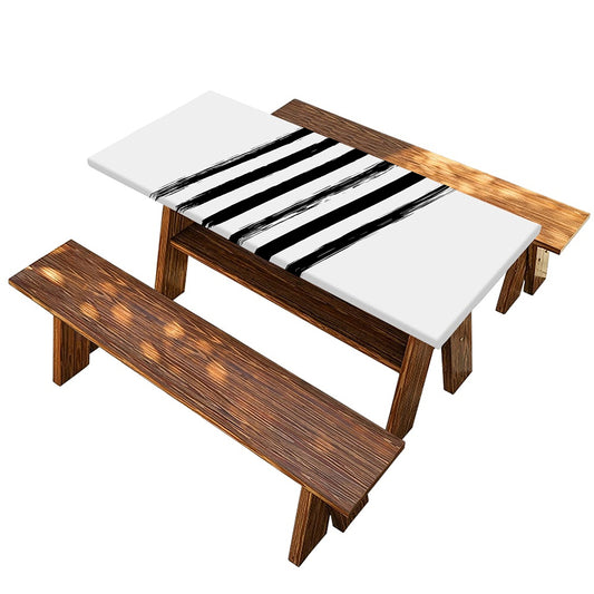 White And Black American Flag Print Picnic Table Cover