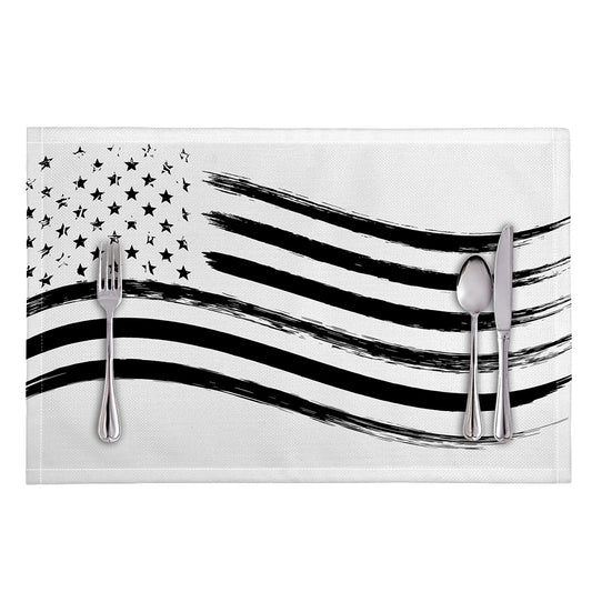 White And Black American Flag Print Placemat