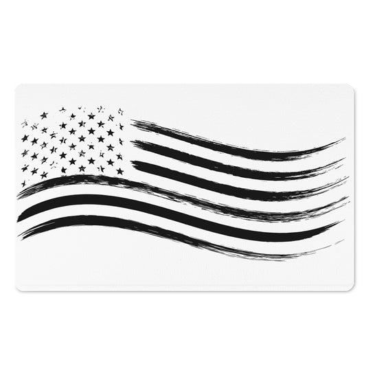 White And Black American Flag Print Polyester Doormat