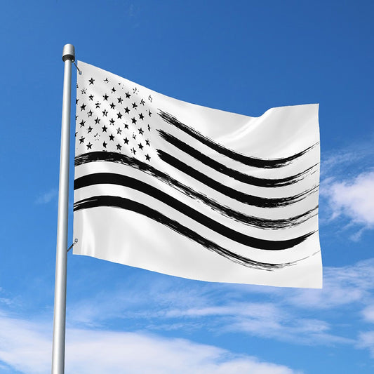 White And Black American Flag Print Polyester Flag