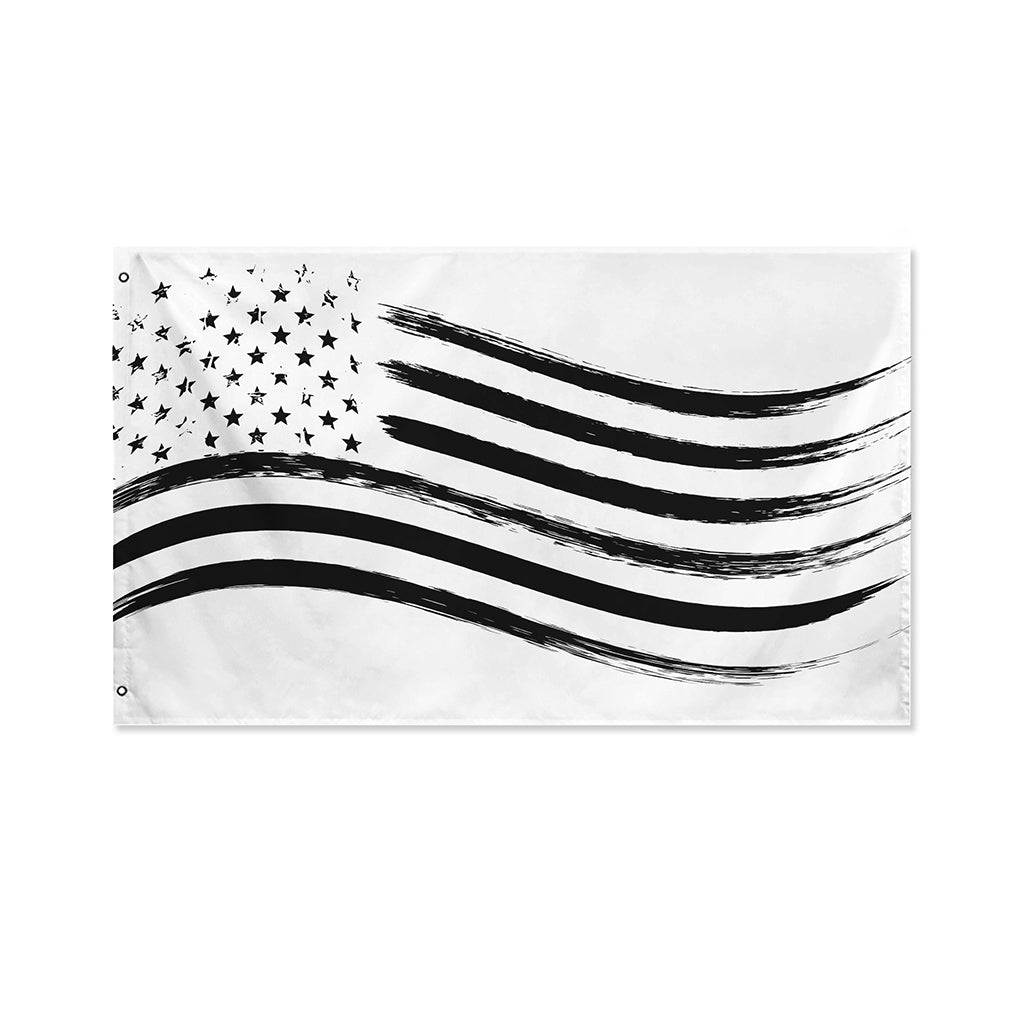 White And Black American Flag Print Polyester Flag