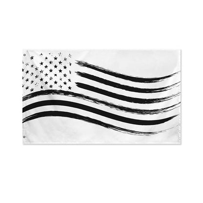 White And Black American Flag Print Polyester Flag