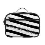 White And Black American Flag Print Portable Lunch Bag
