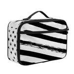 White And Black American Flag Print Portable Lunch Bag