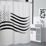 White And Black American Flag Print Premium Shower Curtain