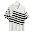 White And Black American Flag Print Rayon Hawaiian Shirt