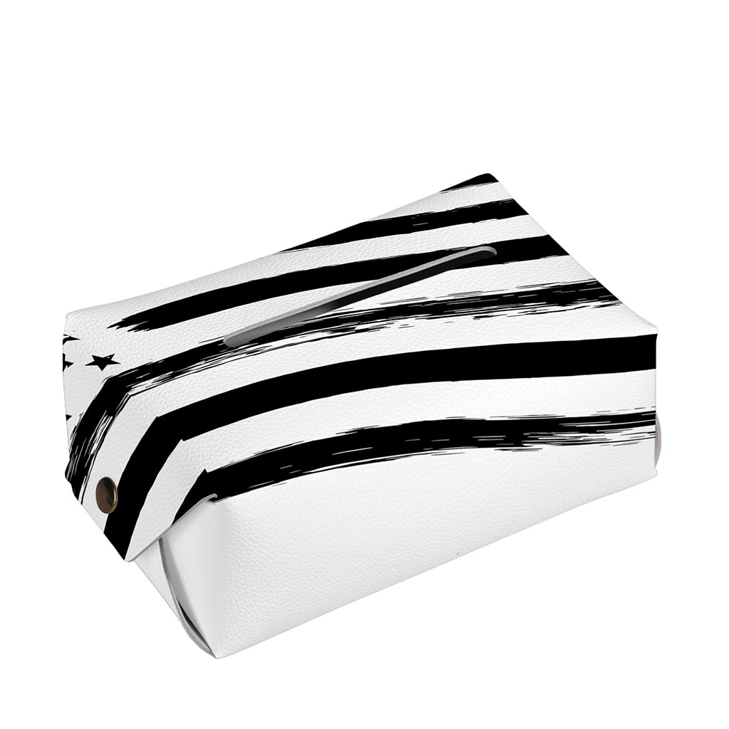 White And Black American Flag Print Rectangle Tissue Box Cover