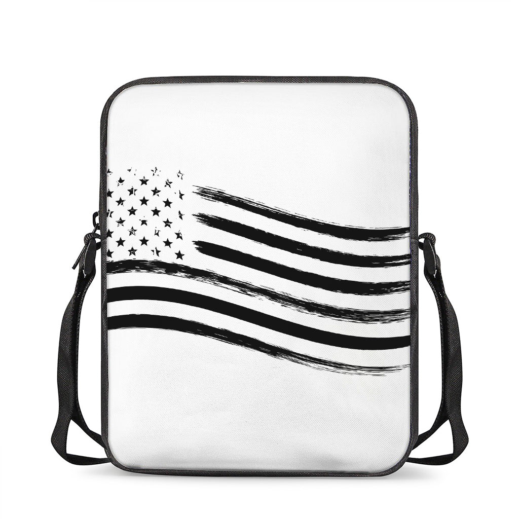 White And Black American Flag Print Rectangular Crossbody Bag