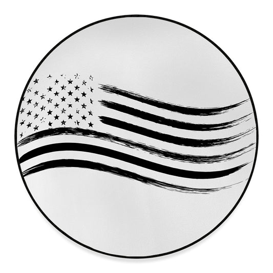 White And Black American Flag Print Round Floor Mat