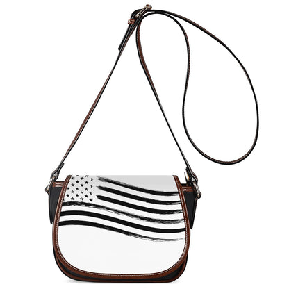 White And Black American Flag Print Saddle Bag
