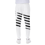 White And Black American Flag Print Scuba Joggers