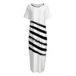 White And Black American Flag Print Short Sleeve Long Nightdress