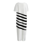 White And Black American Flag Print Short Sleeve Long Nightdress