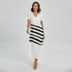 White And Black American Flag Print Short Sleeve Maxi Dress