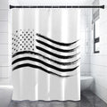 White And Black American Flag Print Shower Curtain