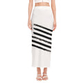 White And Black American Flag Print Side Slit Maxi Skirt