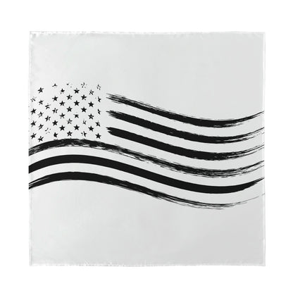 White And Black American Flag Print Silk Bandana
