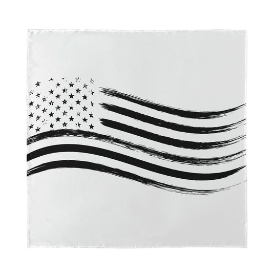 White And Black American Flag Print Silk Bandana