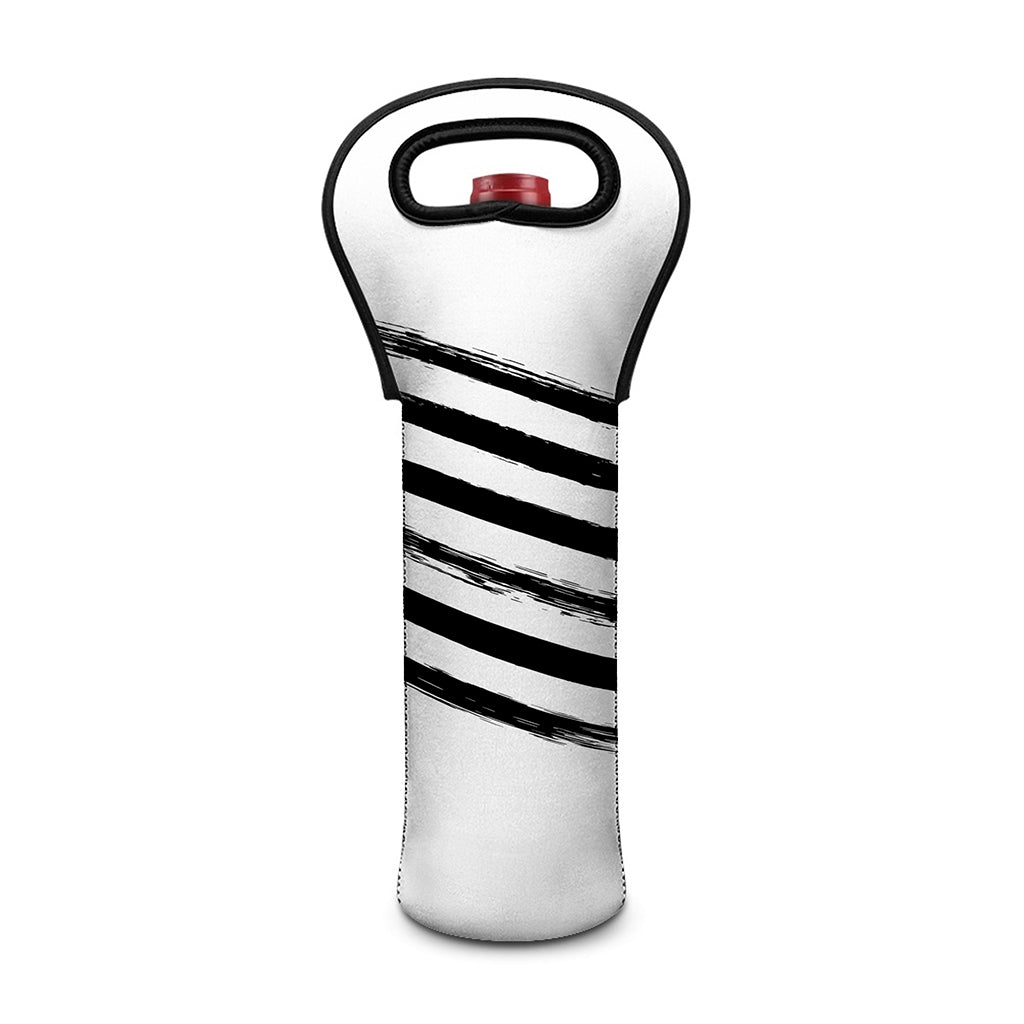 White And Black American Flag Print Single Neoprene Wine Tote