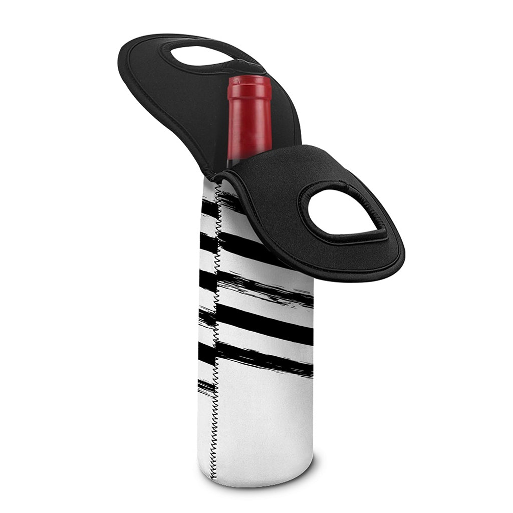 White And Black American Flag Print Single Neoprene Wine Tote