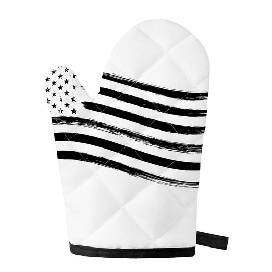 White And Black American Flag Print Single Oven Mitt