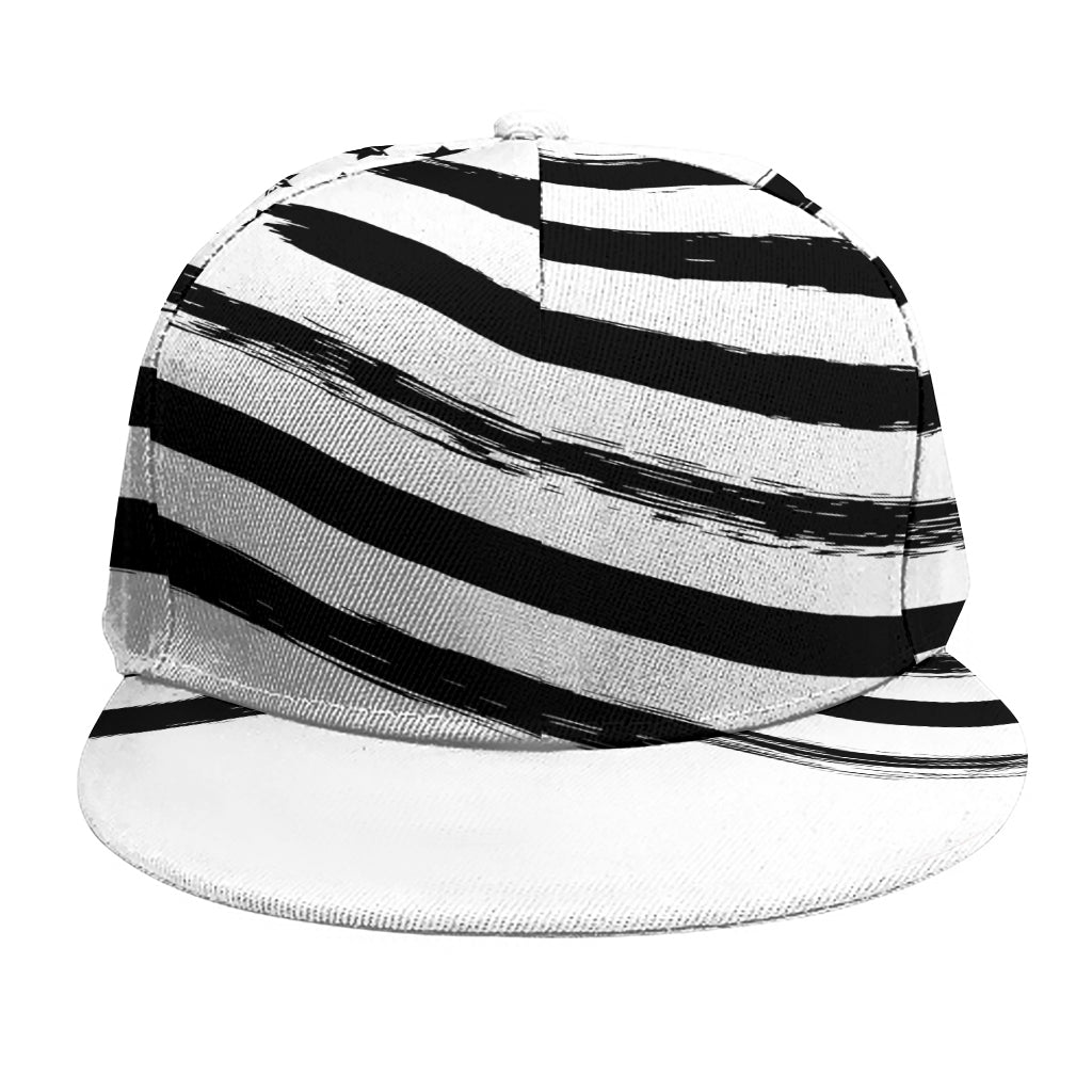 White And Black American Flag Print Snapback Cap
