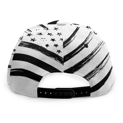 White And Black American Flag Print Snapback Cap