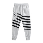 White And Black American Flag Print Sweatpants