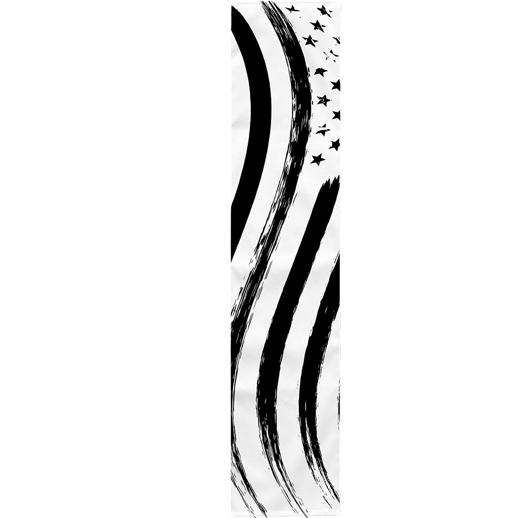 White And Black American Flag Print Table Runner