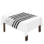 White And Black American Flag Print Tablecloth