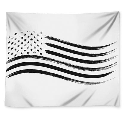White And Black American Flag Print Tapestry