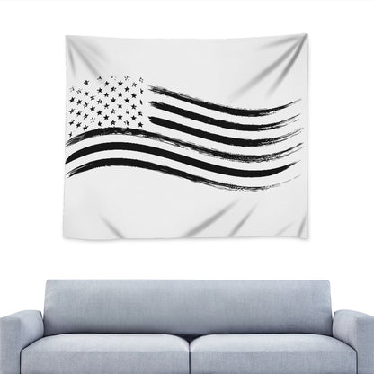 White And Black American Flag Print Tapestry