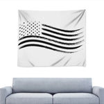 White And Black American Flag Print Tapestry