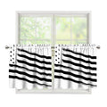 White And Black American Flag Print Tier Curtains