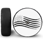 White And Black American Flag Print Tire Cover With Camera Hole
