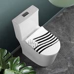 White And Black American Flag Print Toilet Lid Cover