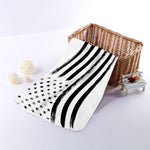 White And Black American Flag Print Towel