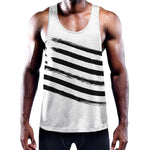 White And Black American Flag Print Training Tank Top