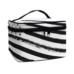 White And Black American Flag Print Travel Makeup Bag